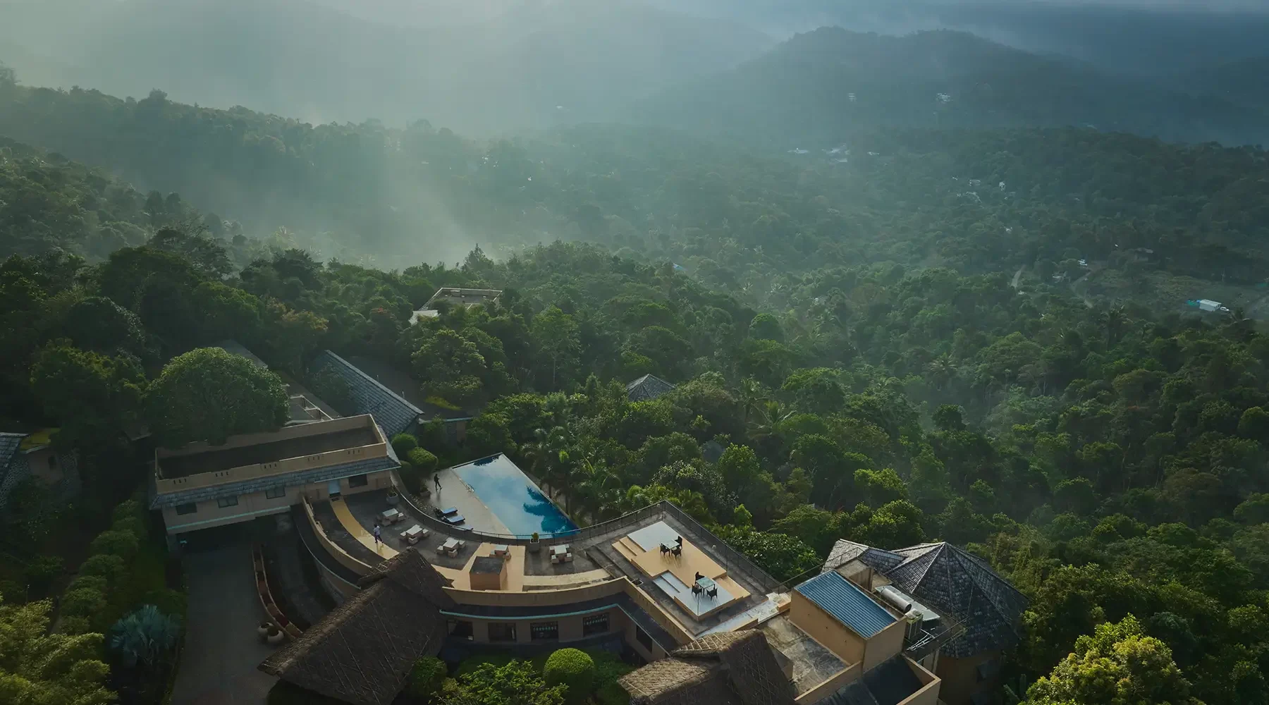 Poetree Resort Thekkady aerial view surrounded by forest